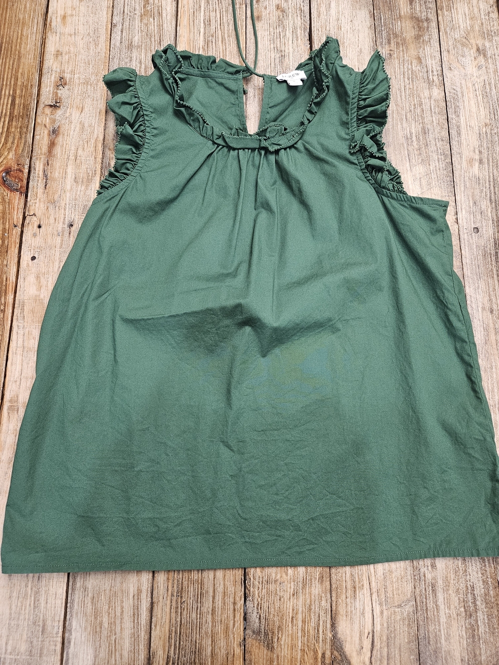 EUC J Crew Green Ruffle Sleeveless Top